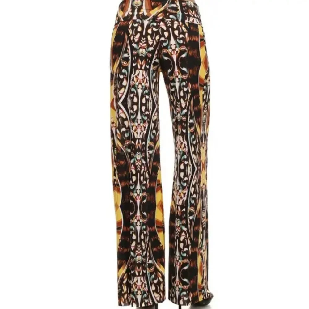 Yelete Multicolor Wide-Leg Printed Palazzo Pants - Picture 2 of 3